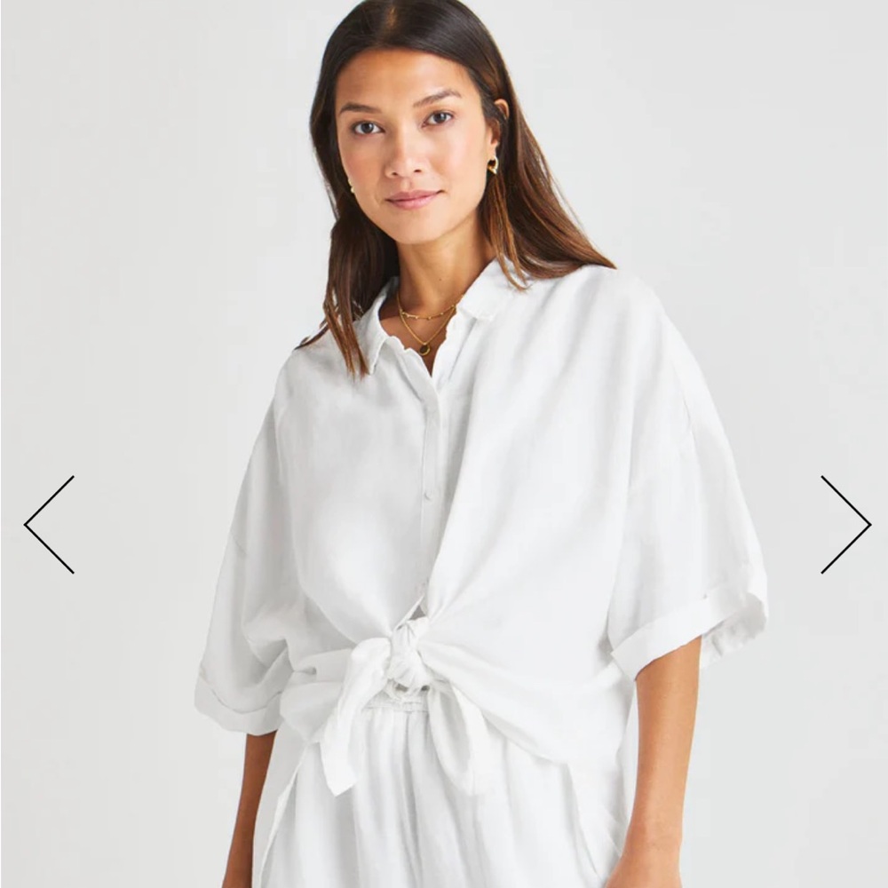 Splendid Dawson Short Sleeve Button Down - White / S / RM4W300